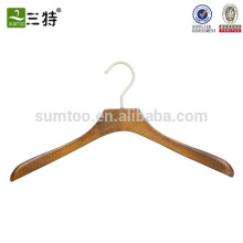 Men clothing store flat hook wood clothes hanger custom logo